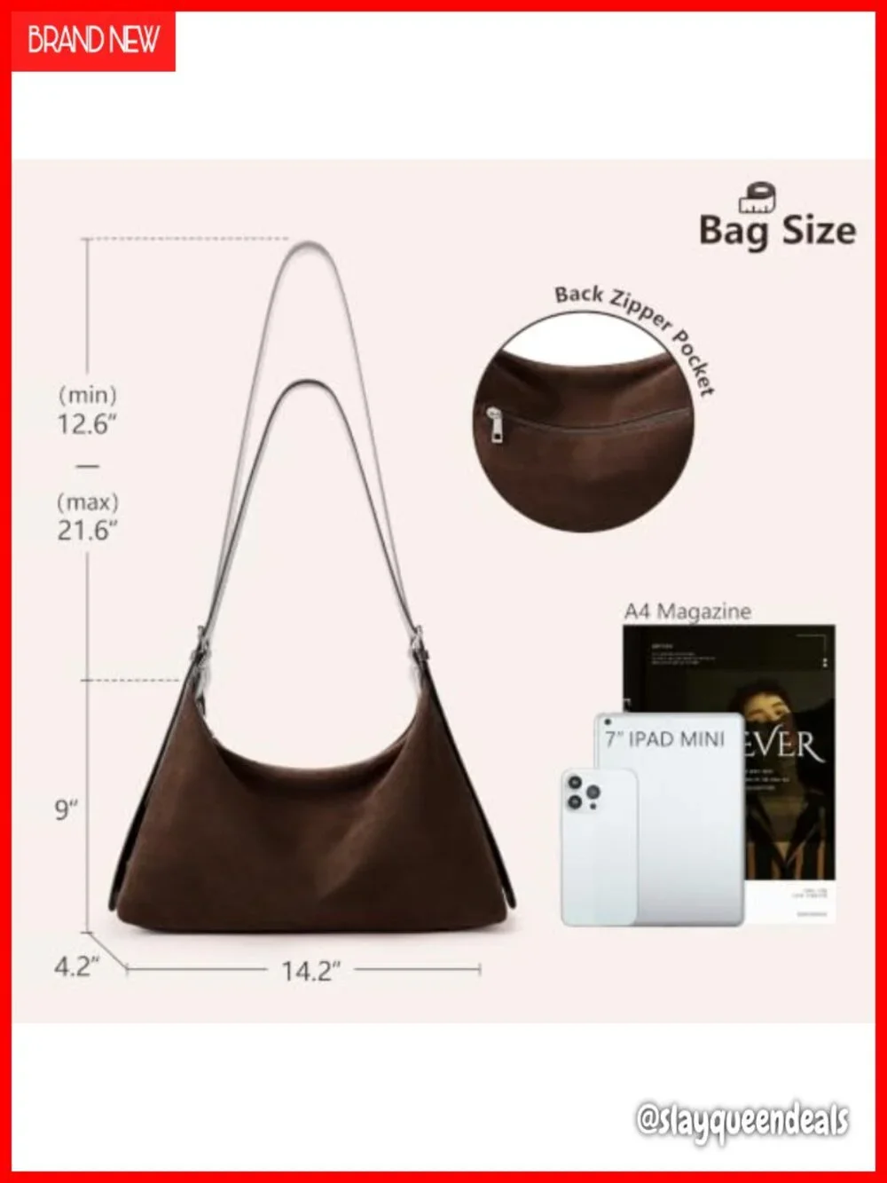 Suede Tote Bag Crescent Hobo Trendy Fall Purse Women